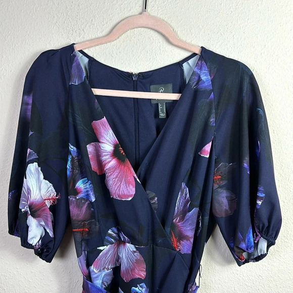 Adrianna Papell Ruffle Hem Dreamy Hibiscus Wrap Dress size 6 - Picture 7 of 16